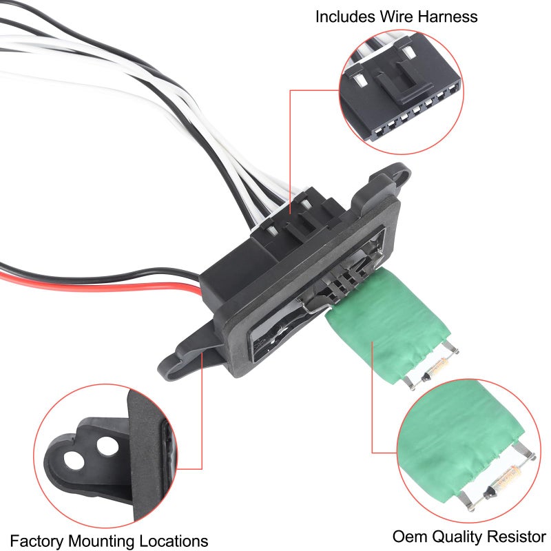 BINWUHI HVAC Fan Blower Motor Resistor Kit with Harness Compatible with The Following Models: 2002-2009 Chevy Trailblazer GMC Envoy  2004-2007 Buick Rainier  02-06 GMC Envoy XL  03-08 Isuzu Ascender - Image 3